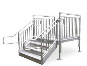 Metal Warehouse Loading Dock Stairs With Handrail